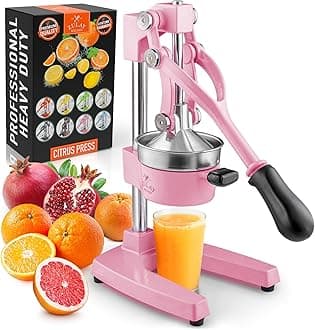 - Zulay Kitchen Cast-Iron Orange Juice Squeezer - Heavy-Duty, Easy-to-Clean, Professional Citrus Juicer - Durable Stainless Steel Lemon Squeezer - Sturdy Manual Citrus Press & Orange Squeezer (Pink)