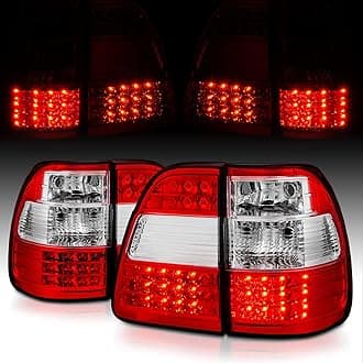 AmeriLite Red/Clear LED Replacement Brake Tail Lights Set For 98-05 Toyota Land Cruiser - Passenger and Driver Side