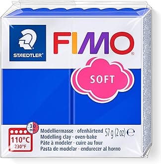 STAEDTLER 8020-33 FIMO Soft Oven-Hardening Polymer Modelling Clay - Brilliant Blue (1 x 57g Block)
