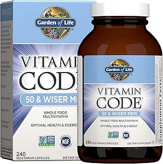 Multivitamin for Men - Vitamin Code 50 & Wiser Men's Raw Whole Food Vitamin Supplement with Probiotics, Vegetarian, 240 Capsules