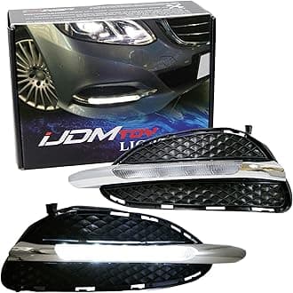 iJDMTOY Xenon White LED DRL Fog Lamps Kit Compatible With 13-15 Mercedes W212 E-Class Sedan Facelift, OEM Exact Fit Daytime Running Lights assembly Powered by (8) High Power LED Lights