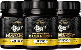 FREZZOR Premium Raw Multifloral Manuka Honey New Zealand with UAF1000+ Super Antioxidant, 1000x More Power, Best Support for Everyday Wellness, Probiotic, Antioxidant Superfood, 3 Jars (26.4oz/750g)