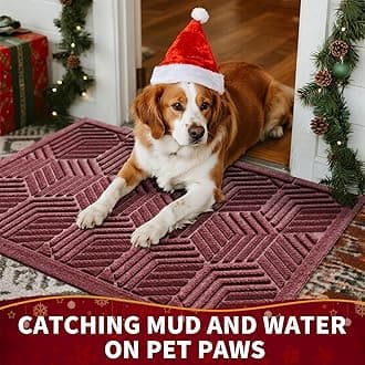 Yimobra Large Door Mat 47x32, All-Season Waterproof Outdoor Mats for Front Door Entrance with Drainage Holes, Heavy Duty Non-Slip Doormat for Garage Patio Entryway Indoor, Red