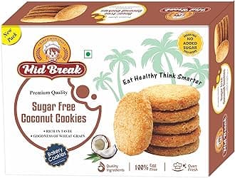 Mid Break Premium Coconut Biscuits - 300gm (Pack Of 3) | High Fiber, Gut-Friendly, Low Glycemic Index Cookies With No Added Sugar | Tasty Biscuits For Healthy Tea Time Snacking
