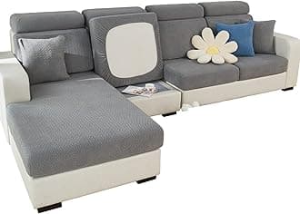 MIFXIN Magic Sofa Cover Couch Cushion Covers Stretch Universal Elastic L Shape Sofa Sectional Cushion Slipcover Chaise Lounge Furniture Protector (Weave Gray, 2-Seater Cushion Cover)