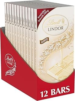 LINDOR White Chocolate Truffle Bar, Easter Chocolate Candy Bar with Smooth Center, 3.5 oz. (12 Pack)