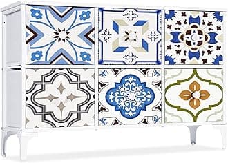 LYNCOHOME Bedroom Chest of Drawers, TV Stand Cabinet with 6 Drawers, TV Unit for Living Room, Office, Hallway, Closet, Blue