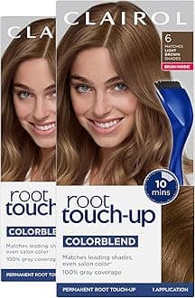 Clairol Root Touch-Up by Nice'n Easy Permanent Hair Dye, 6 Light Brown Hair Color, Pack of 2