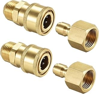 uxcell Garden Hose Brass Quick Connect Set Fittings M18x1.5 Male & M18 Female Thread Water Hose Connectors Pressure Washer Adapter, 2 Sets