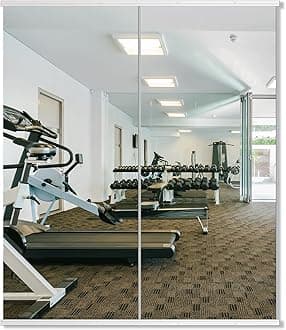 Delma Large Full Body Mirror for Yoga, Frameless Wall-Mounted Glass Panel (60"x25"-White) 2PCS for Home, Garage, Bedroom & Bathroom