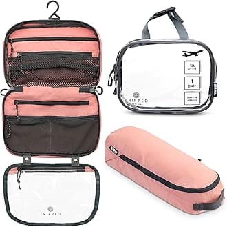 Toiletry Bag Set: Hanging Travel Toiletry Bag + 311 TSA Cosmetic Liquid Bag + Ultralight Accessory Organizer Bag