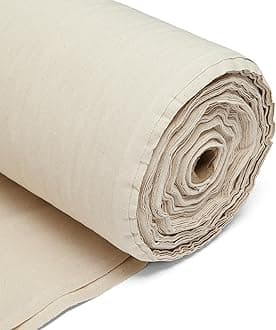 100% Cotton Fabric 60 Inch 150cm Wide 150GSM Material for Sewing, Dressmaking, Quilting, Curtain Linings, Pillowcases & Totes Fabric by The Half Metre by Discount Fabrics LTD(Natural, 10m)