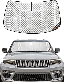 Windshield Sun Shade for Jeep Grand Cherokee 2022-2025. Full Coverage Rearview Mirror Shade for Ultimate Protection