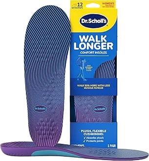 Dr. Scholl's Walk Longer Insoles - Comfortable Plush Foam Cushioning Inserts for Walking, Hiking, and Standing on Feet All-Day with Arch Support - Walk 50% Longer Without Muscle Fatigue