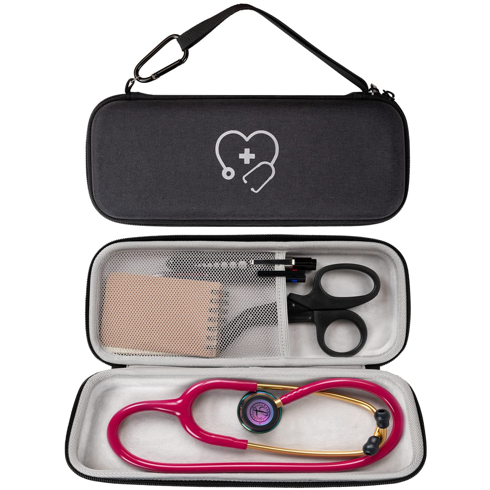 ProCase Stethoscope Hard Case for 3M Littmann Cardiology III, Classic III, Classic II, Lightweight II S.E., Master Cardiology Lightweight Travel Carrying Case -Black