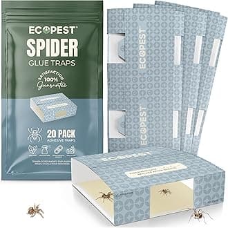 Spider Trap — 20 Pack | Sticky Indoor Glue Traps for Spiders and Other Bugs and Crawling Insects | Adhesive Spider Bait Trap, Monitor, Killer and Detector for Pest Control
