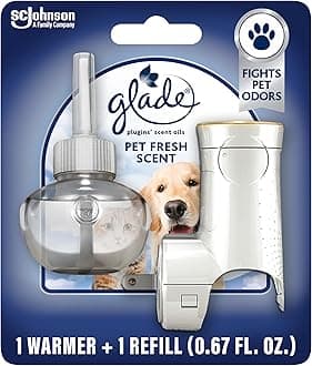 Glade PlugIns Refills Air Freshener Starter Kit, Pet Fresh Scent, Scented and Essential Oils for Home and Bathroom, 0.67 Fl Oz, 1 Warmer + 1 Refill