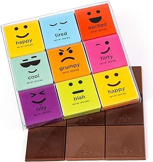 Chocolate Squares Bars, Gourmet Chocolate Tabs Gift, Moodibars by Astor Chocolate,18 Mood Squares Variety Pack, Assorted Premium Milk & Dark Emoji Candy Bars