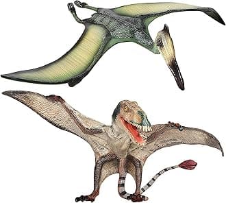 Gemini&Genius Pterosau Dinosaur Toys for Kids, Pterosaur Toy Figure, Flying Dinosaur Toys, Pterodactyl Toys, Pteranodon Figure Toys, Gifts or Cake Toppers for Kids（2Pcs）