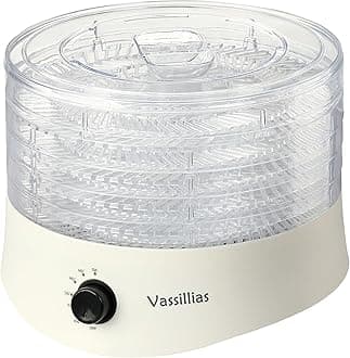 Small Food Dehydrator Dryer - Dehydrator for Healthy Food, Meat, Jerky, Fruit, Vegetable, Mushroom and Herb, 280W, 158°F, Mini Dryer with 5 BPA-Free Drying Racks and Slide Out Tray, White, Model 704M