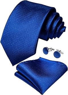 DiBanGu Paisley Tie and Pocket Square Men's Woven Necktie Silk Handkerchief and Cufflink Set