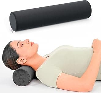 FOVERA Cervical Neck Roll Pillow for Neck Pain Relief - Memory Foam Neck Pillow for Bed | Round Neck Pillows for Sleeping | Bolster Pillow for Bed, Legs and Back (Dark Grey)