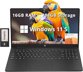 15.6" HD Laptop, Intel N200 Processor, 16GB RAM, 288GB Storage(128GB SSD+160GB Docking Station Set), Intel UHD Graphics, Numeric Keypad, HD Webcam, Wi-Fi 6, 1 Year Office 365, Win 11 S, Black