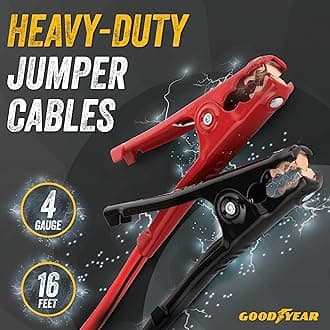 Goodyear GY1069 Heavy Duty Jumper Cables 16 Feet Long 4 Gauge Thick Emergency Booster Carry Case Included Compatible with All Vehicles Copper Contacts