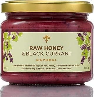 – Earthbreath Raw Honey with Black Currants - 400g - Jams with Multiple Flavours - Sea Buckthorn - Ginger - Strawberries - Raspberries - Quince - Cherries – Cranberries - No Additives, Sugar Free