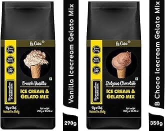 La Casa Vanilla + Dark Chocolate Gelato & Ice-Cream Mix | Combo Pack | Extra Creamy | Low Fat | 100% Natural | 640 GMS |