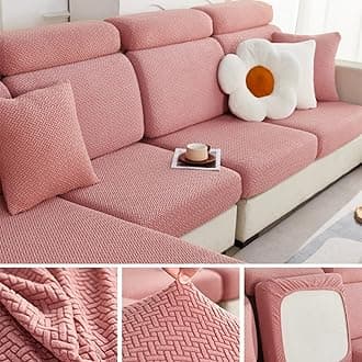 Soothing Home Sofa Covers, Sofa Hero Covers, Upgrade Stretch Fit Anti Slip Universal Sofa Cushion Covers, Wear Resistant, Stain Resistant & Washable (Pink, Back Cover(L))