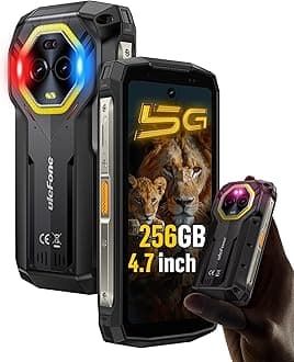 Ulefone Armor Mini 20 Pro 5G Rugged Smartphone 4.7 inch Small Screen, 256GB+2TB Expand, Android 15, 33W 6200mAh Wireless Charging, 64MP Night Vision, Flashlight Warning Light IP68 Waterproof UK Phone