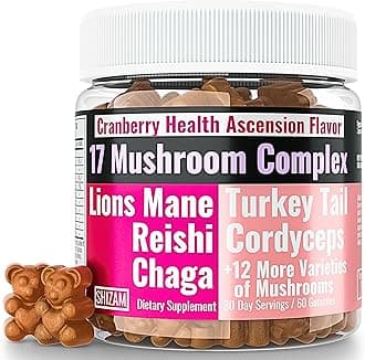 SHIZAM 17 Mushroom Complex Gummies for Adults Chaga Lions Mane Cordyceps Reishi Lion's Mane Turkeytail Turkey Tail, Better Daily Supplement Alt for Capsules & Powder Vitamins Super-Food Blend 10