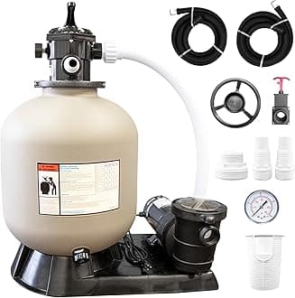 SWIMLINE HYDROTOOLS Pool Sand Filter Pump For Above Ground & Inground Pool | 19 Inch Cleaner System VARIABLE DUAL 2-SPEED 1 HP Horsepower 4500 GPH | For Pools Up To 19000 Gallons 7 Way Valve