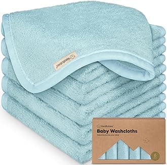 6-Pack Baby Washcloths - Soft Viscose from Bamboo Washcloth, Baby Wash Cloths for Newborn, Kids, Bath Baby Towels, Face Towel, Face Cloths for Washing Face(Sky)