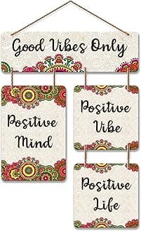 Artvibes Good Vibes Only Decorative Wall Art MDF Wooden Wall Hanging for Living Room | Bedroom | Home Decor | Office | Gift | Quotes Items House Decoration | Modern Art (WH_6510N)