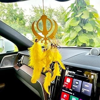 BS AMOR Dream Catcher Car Hanging ~ Handmade Hanging Wall Hangings, Garden, Car, Outdoor, Bedroom Pack of 1 (Yellow)