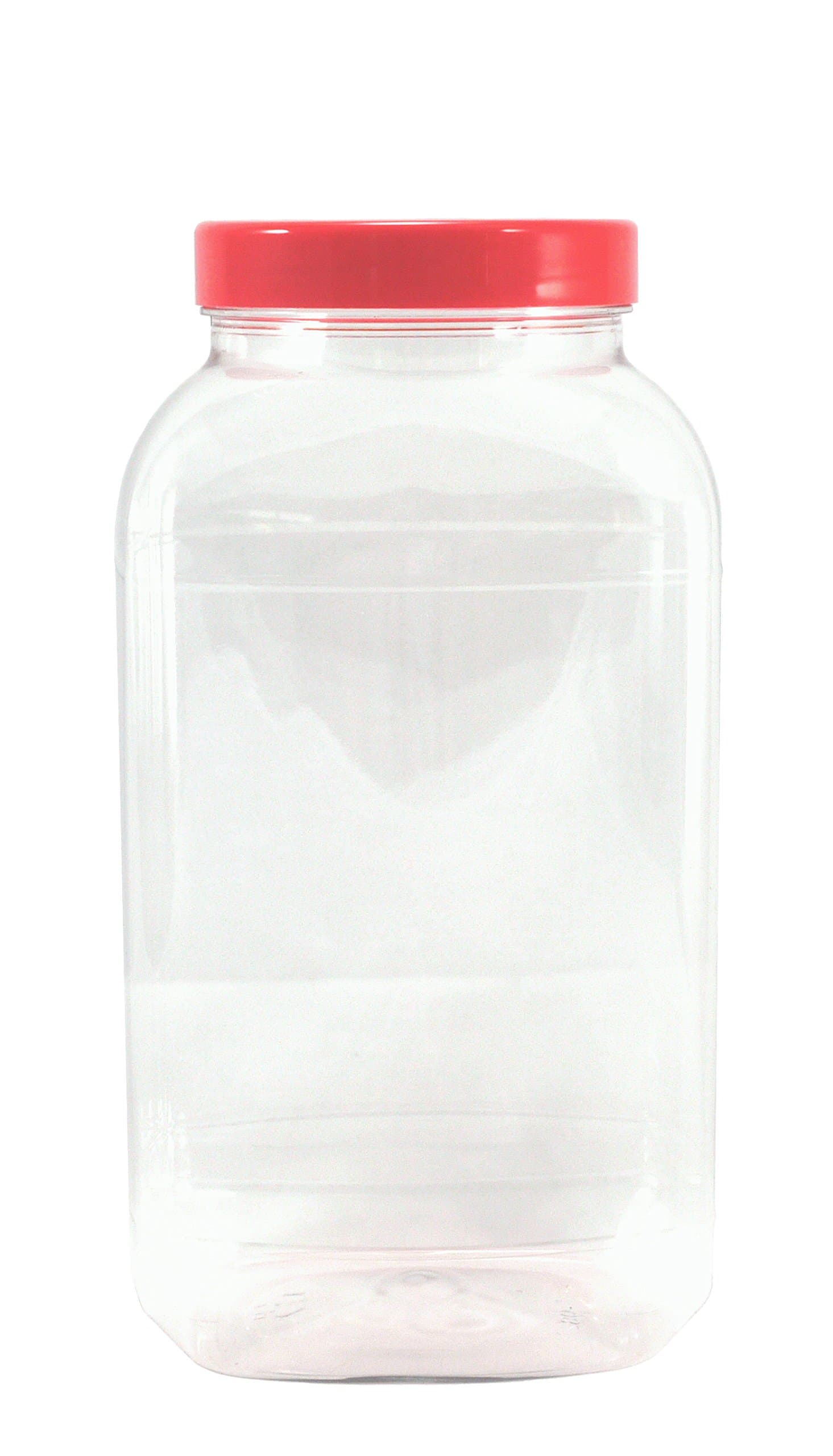 Britten & James Plastic Jars Large Square 4430ml Red Lids [Pack of 5]