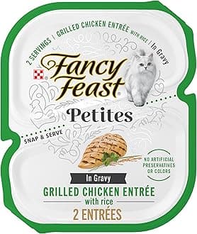 Purina Fancy Feast Petites Gourmet Gravy Wet Cat Food, Petites Grilled Chicken with Rice Entree - (12) 2.8 oz. Tubs