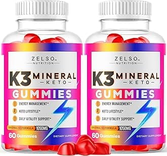 (2 Pack) K3 Mineral Keto Gummies - Keto K3 Mineral Gummies, K3 Mineral Advanced Formula Gummies - K3 Vitamin Supplement, Keto ACV Gummies K3 Mineral Gummy - 120 Gummies for 2 Months
