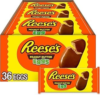 Milk Chocolate Peanut Butter Eggs, Easter Basket Easter Candy Packs, 1.2 oz (36 Count)