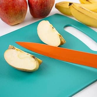 HomeWiz Plastic Cutting Chopping Board with Handle for Vegetable, Fruits, Cheese, Premium-Grade Plastic, 100% Food Safe, BPA-Free, Dishwasher Safe, Microwave Safe, Anti Bacterial Teal Green Rectangle