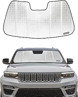 Windshield Sun Shade for Jeep Cherokee SUV 2014-2023. Reflective Aluminum Film Front Window Sunshade B