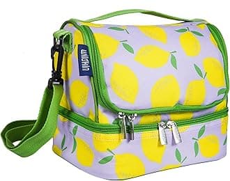 Wildkin Two Compartment Insulated Lunch Bag for Boys & Girls, Perfect Solution for Packing Hot or Cold Snacks for Kids' School and Travel, Ideal for Lunch Bag for Kids (Lilac Lemonade)