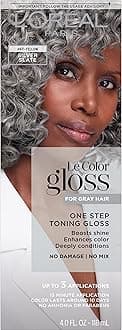 L’Oréal Paris Le Color Gloss One Step Toning Gloss, In-Shower Hair Toner with Deep Conditioning Treatment Formula for Gray Hair, Silver Slate, 1 Kit, 32.626 cubic_inches, 1 Oz