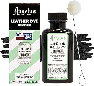 Angelus Leather Dye - Flexible Leather Dye for Shoes, Boots, Bags, Crafts, Furniture, & More 3oz, Dauber Included (Jet Black)