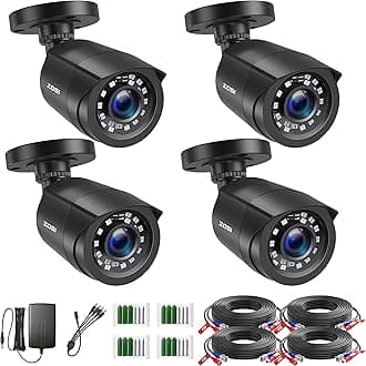 1080P 4 Pack HD-TVI Security Bullet Cameras Outdoor Indoor Weatherproof with 24pcs IR LEDs 80ft Night Vision for 720P/1080N/1080P/5MP/4K HD-TVI AHD CVI Analog Surveillance CCTV DVR Systems