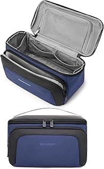 BAGSMART Toiletry Bag for Women, Cosmetic Makeup Bag Organizer with Handle, Travel Bag for Toiletries, Dopp Kit Water-resistant Shaving Bag for Accessories-Navy Blue