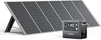 AFERIY P110 1200W Portable Power Station with 400W Solar Panel, 960Wh LiFePO4 Battery Backup with AC & Solar Charging, Quiet Generator for Home Use, Outdoor Camping, RV, Emergency Power Supply