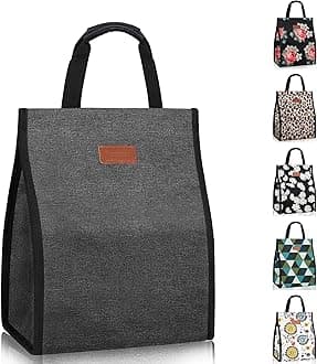 Lunch Bags for Women Insulated Reusable Lunch Tote with Internal Pocket, Lunch Tote bag for Work (Charcoal Grey